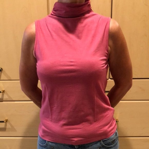 Dusty Rose Sleeveless Ruched Mock Turtleneck - Picture 6 of 7